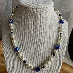 Evil Eye Pearl Beaded Necklace